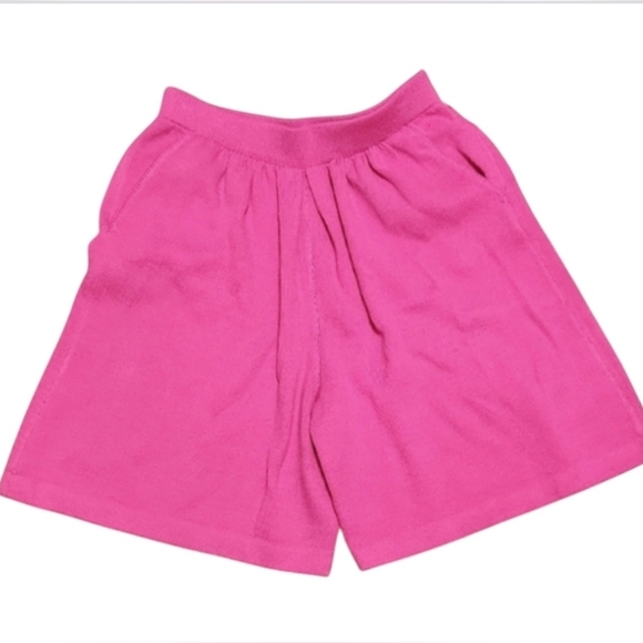 St John Santana Knit Hot Pink High Rise Flare Shorts